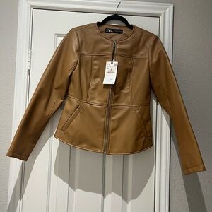Zara Women's Tan Leather Jacket